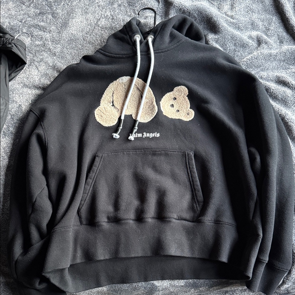 Palm Angels Black Sweatshirt with Tan Bear Design